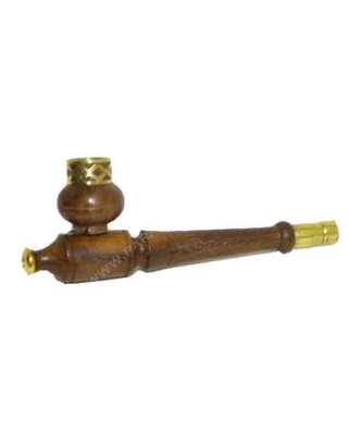 Pipe bois clair doré 13cm