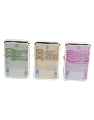 briquet essence motif billet d'euros